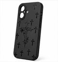 Black Cross iPhone 17 Case – Matte Soft-Touch Protective Cover
