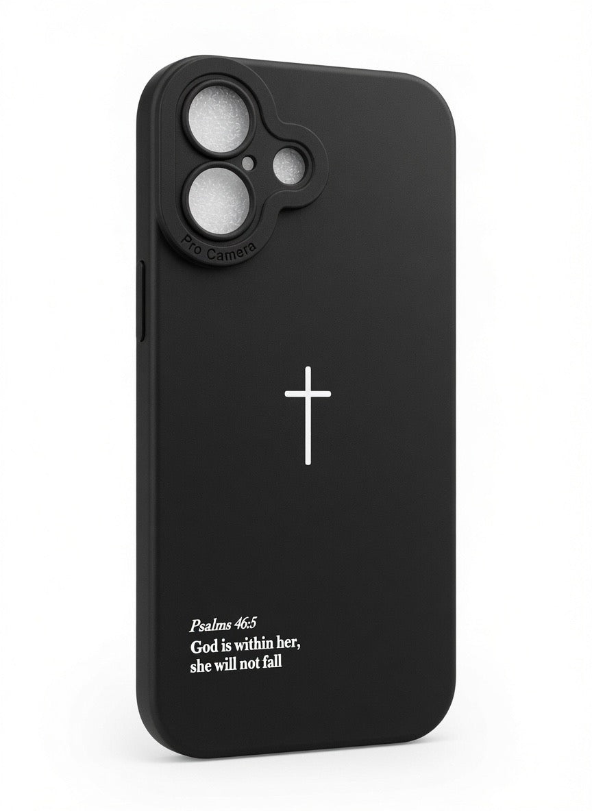 “God is Within Her She Will Not Fall Psalms 46:5” - Black Christian Phone Case”