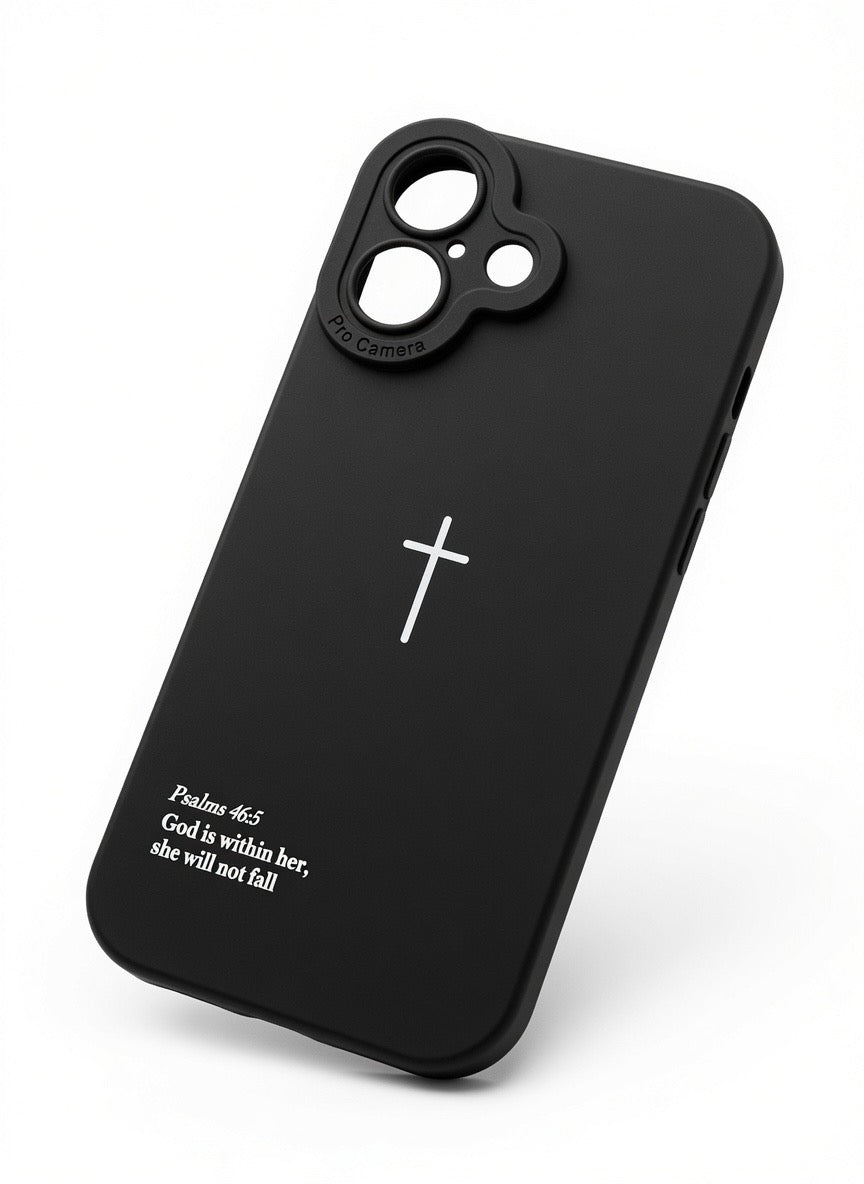 “God is Within Her She Will Not Fall Psalms 46:5” - Black Christian Phone Case”