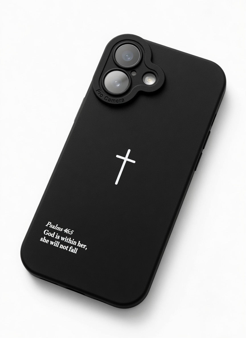 “God is Within Her She Will Not Fall Psalms 46:5” - Black Christian Phone Case”